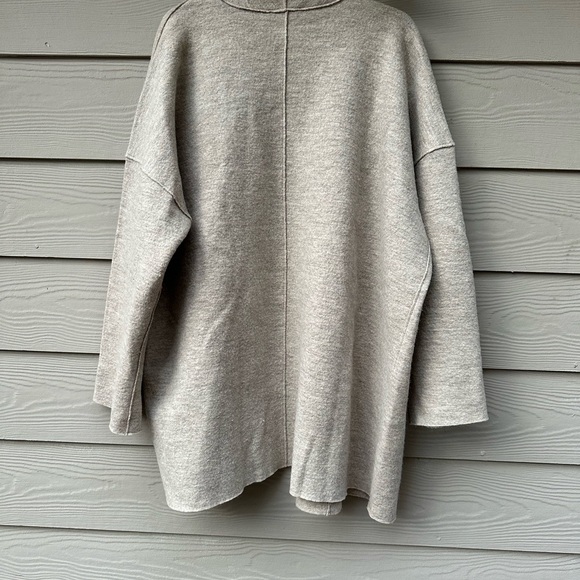 EILEEN FISHER NWT The Icons Kimono Jacket Cardigan Open Front Wool Beige Size XL - Picture 7 of 9